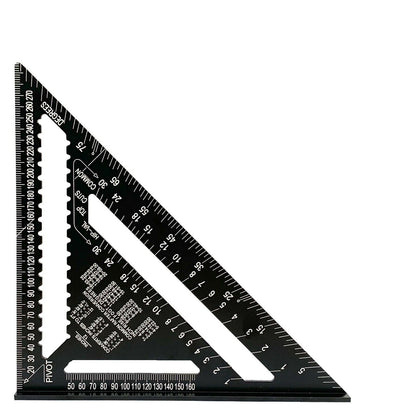 12-inch Black aluminum square protractor ruler, durable measuring tool for precise angle measurements in woodworking, metalworking, and DIY projects