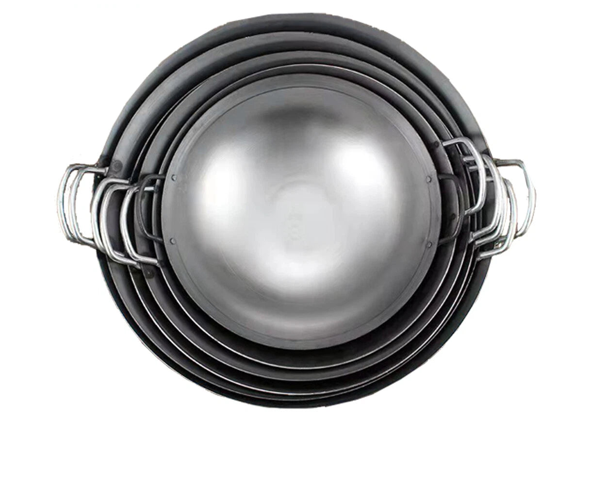 Heavy Duty Commercial Wrought Cast iron Carbon Steel Wok – Double Handle (36cm–65cm)