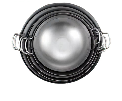 Heavy Duty Commercial Cast Iron Carbon Steel Wok – Double Handle 36cm to 65cm