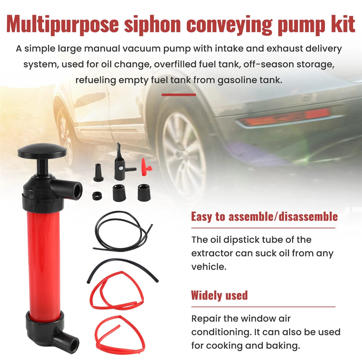 Deluxe Fluid Extractor Pump — Hand Siphon Pump · 200cc · Petrol · Diesel · Oil · ATF · Coolant · Water