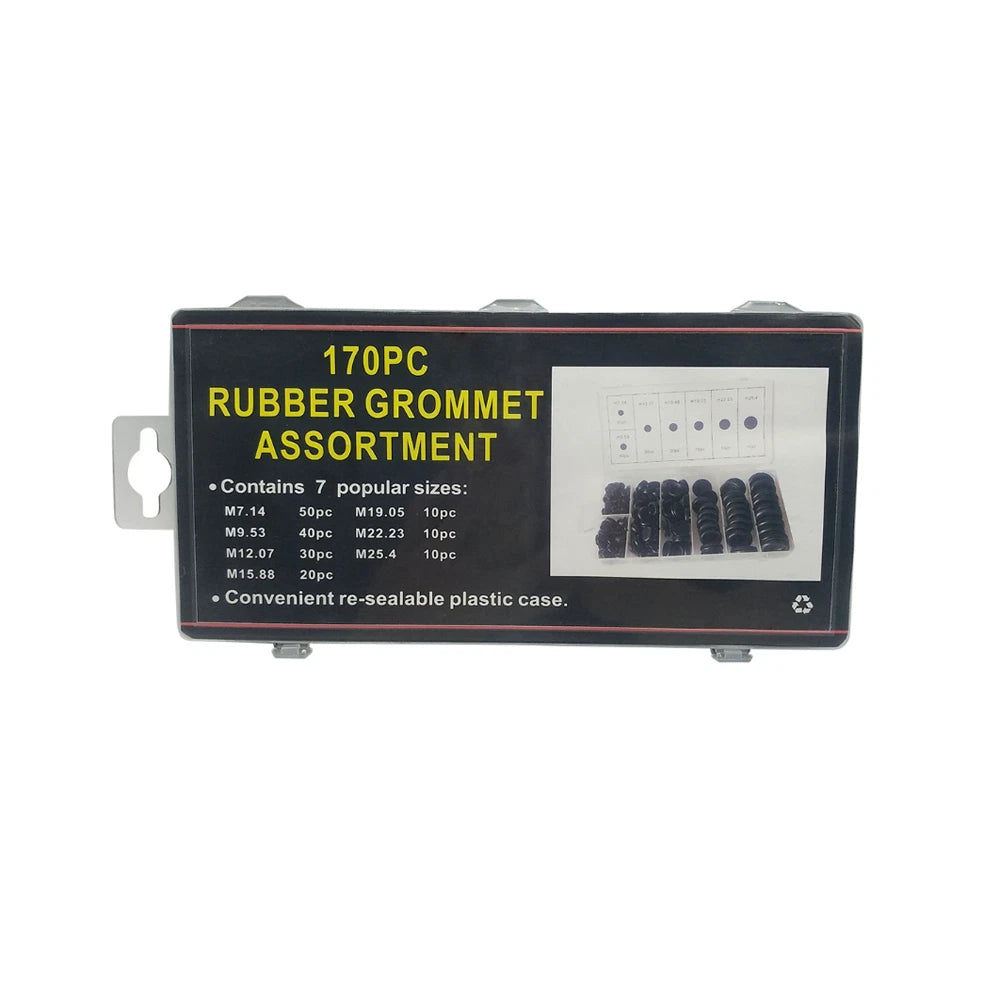 170PCS Rubber Grommet Kit – 7 Common Sizes · Black · Superior Rubber