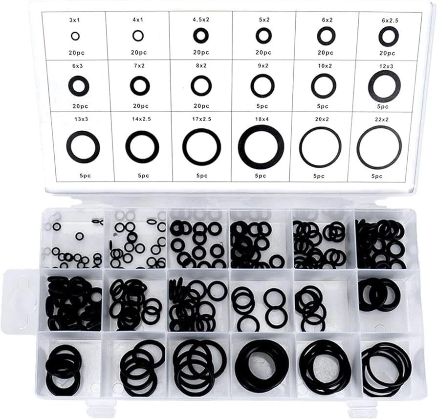 225Pcs Rubber O-Ring Assortment Set Gasket Automotive Seal O Ring Kit Supplies