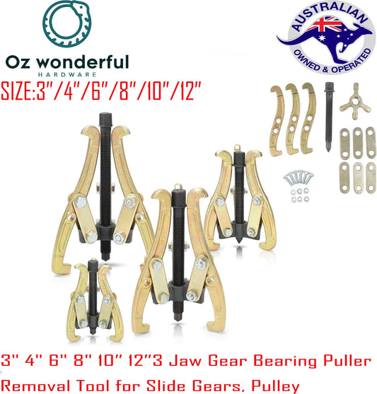 3 Jaw Gear Bearing Puller Heavy Duty Drop Forged Steel · 3" to 12" · Three Jaw Remover Tool