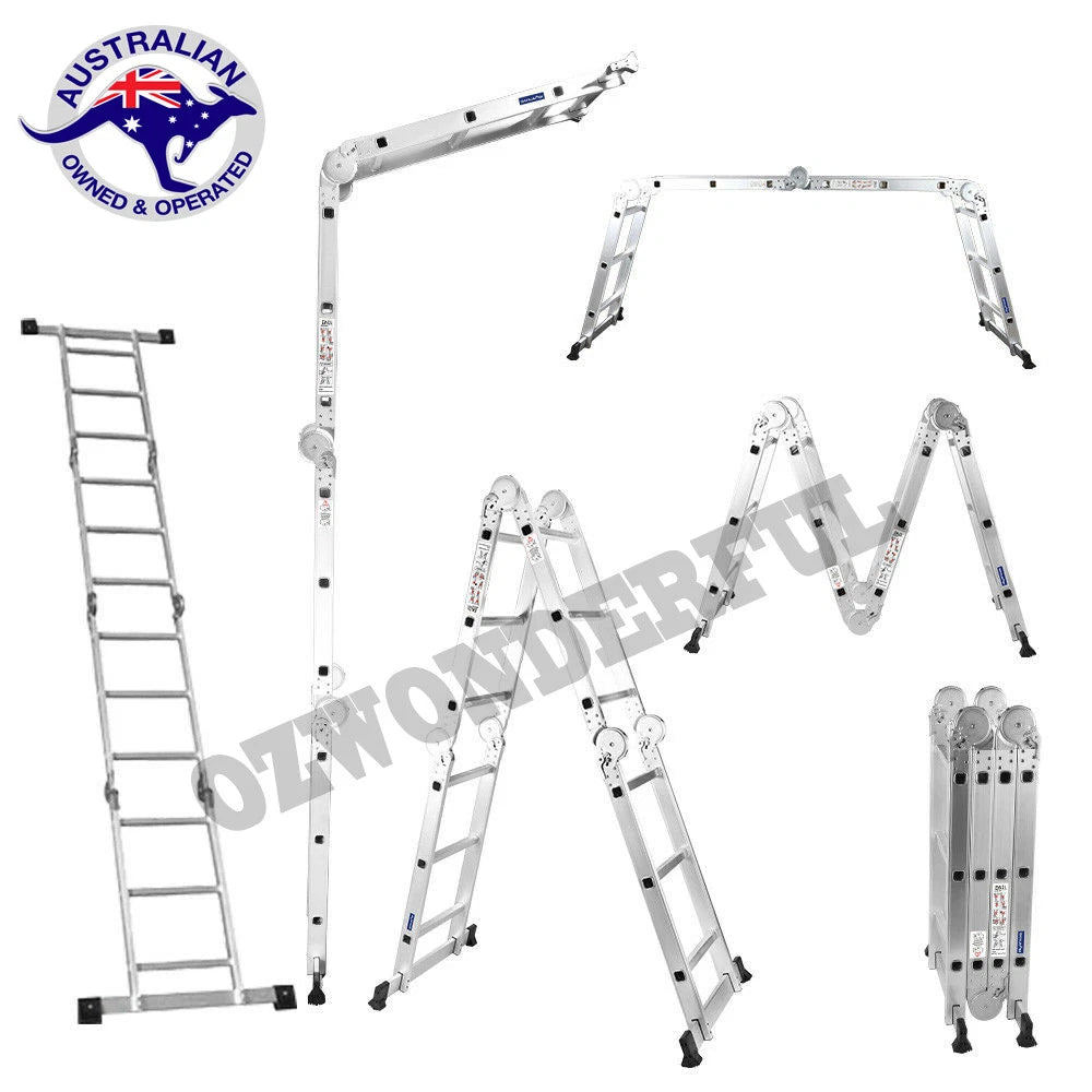 Aluminium Folding FOLDABLE Ladder Step Extension Multi Purpose 3.7M/4.7M/5.7M/6.7M