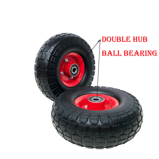 10"3.50-4 Solid Heavy Duty No Air SOLID Puncture 16mm double hub real Ball bearing wheelbarrow wheels trolley wheel