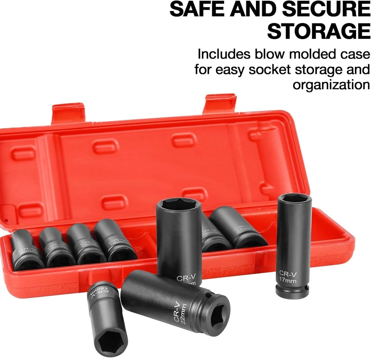 DONGTE 10pc 1/2″ Drive Metric Deep Impact Socket Set — 10-24mm · CR-V Steel · Air Impact Gun