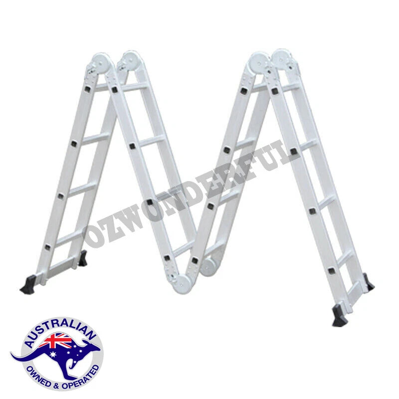 Aluminium Folding FOLDABLE Ladder Step Extension Multi Purpose 3.7M/4.7M/5.7M/6.7M