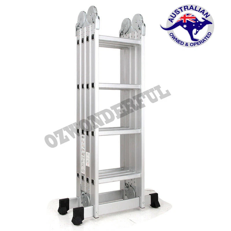 Aluminium Folding FOLDABLE Ladder Step Extension Multi Purpose 3.7M/4.7M/5.7M/6.7M