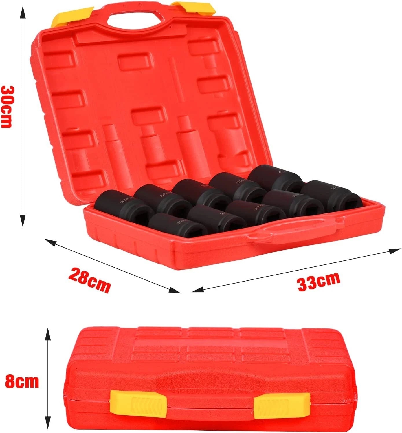 10PCS 3/4" Dr TRUCK WHEEL NUT STUD IMPACT SOCKET SET WHEEL TYRE WRENCH AIR