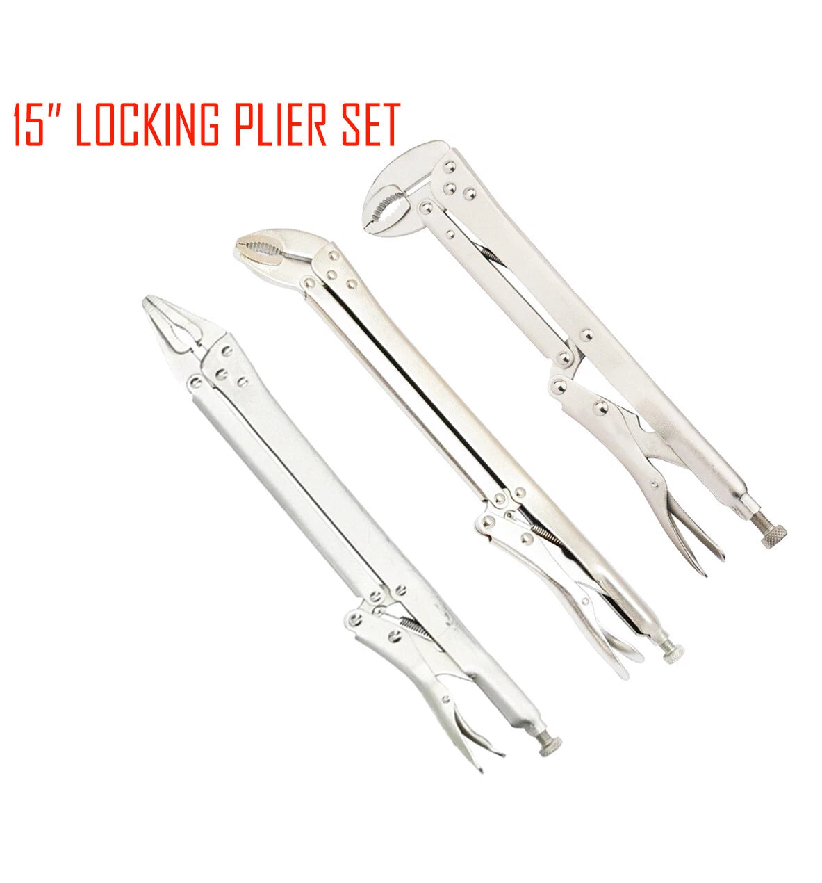 15" 380mm Long Nose Locking Pliers Vice Grip Self Clamping 15°,45°,90°