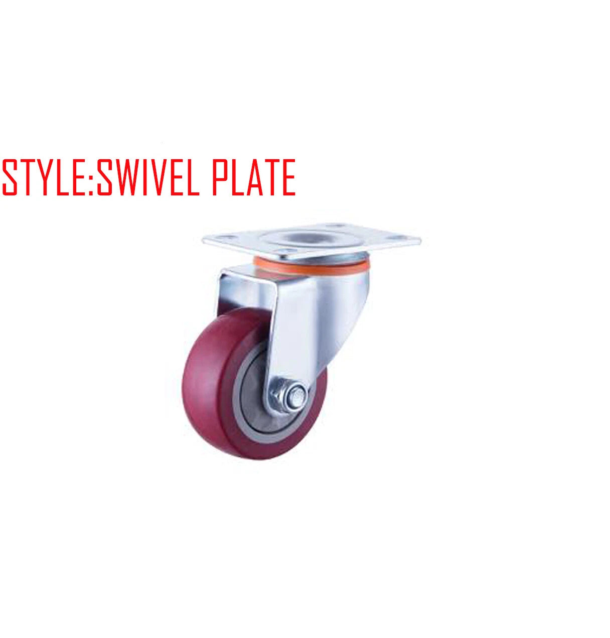 Red PVC Castor Wheels 3" 4" 5" – Swivel / Brake / Fixed Plate Bolt | Industrial