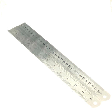 30cm Stainless Steel Double Sided Metal Ruler with Inch and Metric Measurements