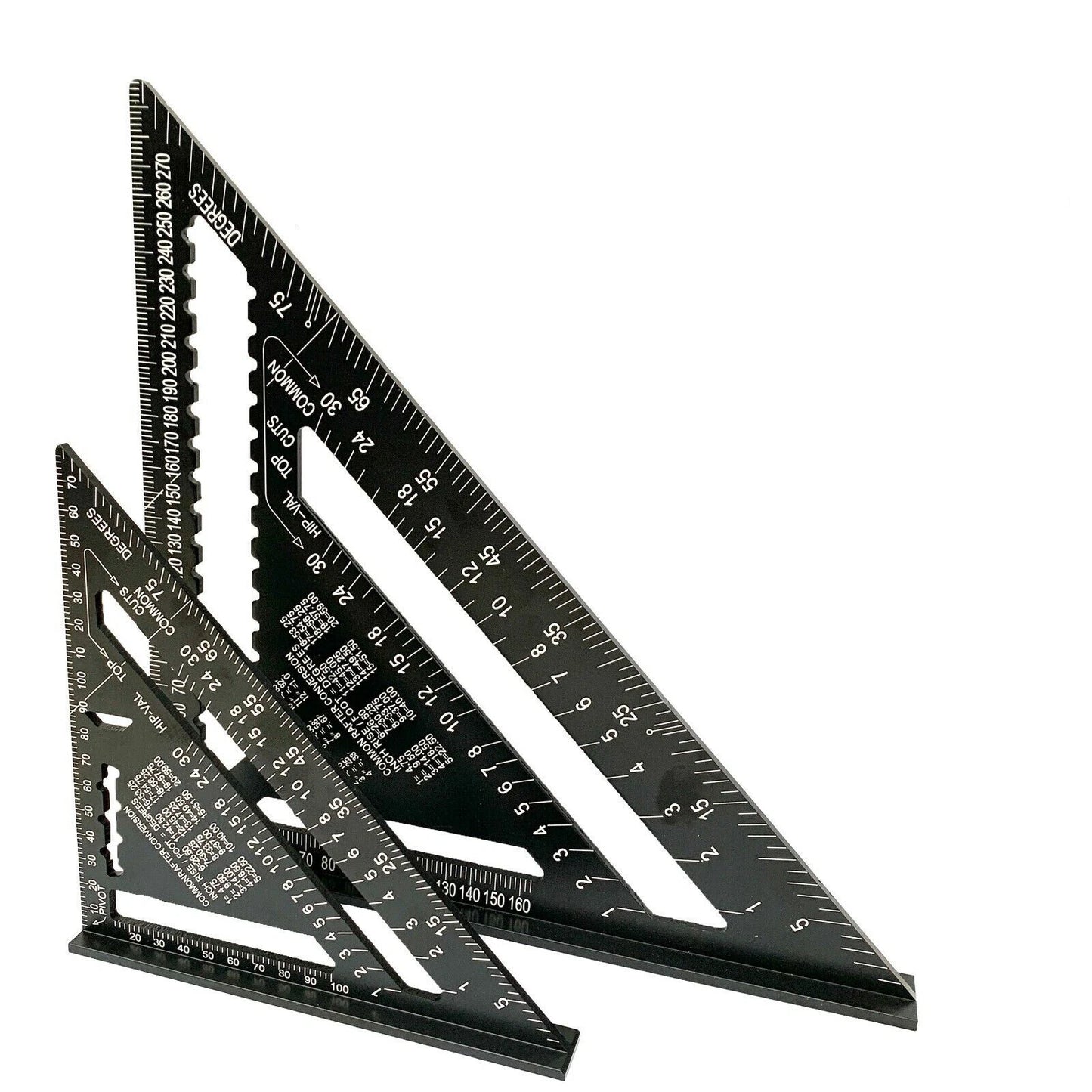 7/12 inch Black Aluminium Alloy Triangle Angle Speed Square Protractor Guide Ruler