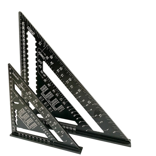 7/12 inch Black Aluminium Alloy Triangle Angle Speed Square Protractor Guide Ruler