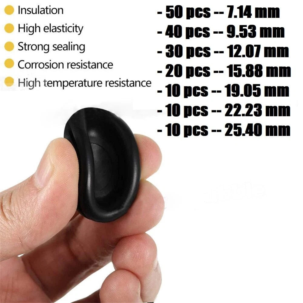 170PCS Rubber Grommet Kit – 7 Common Sizes · Black · Superior Rubber