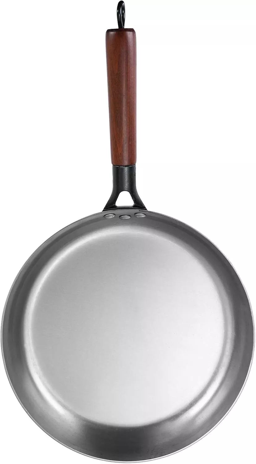 Premium Heavy-Duty Carbon Steel Frying Pan - Uncoated, Non-Stick & Durable | Perfect for Stir-Frying, Searing & Grilling | 28cm, 30cm, 32cm，Before use,seasoning First