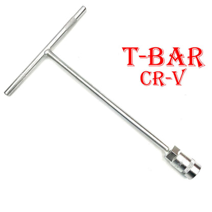 6mm T Handle Socket Wrench Bar Spanner Opener Wheel Nuts Remover - Chrome Vanadium, Total Length 295mm, Handle Length 195mm
