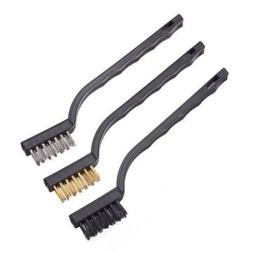 3Pc MINI wire brush SET BRASS STAINLESS NYLON BRUSHES FOR Gun cleaning kitchen