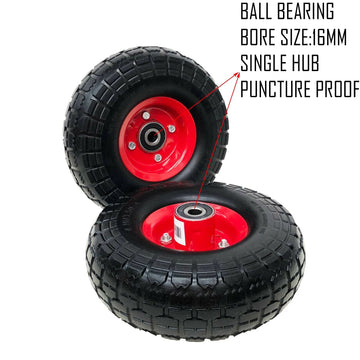 wheelbarrow wheel hub types comparison double hub vs offset hub 16mm bearing explanation